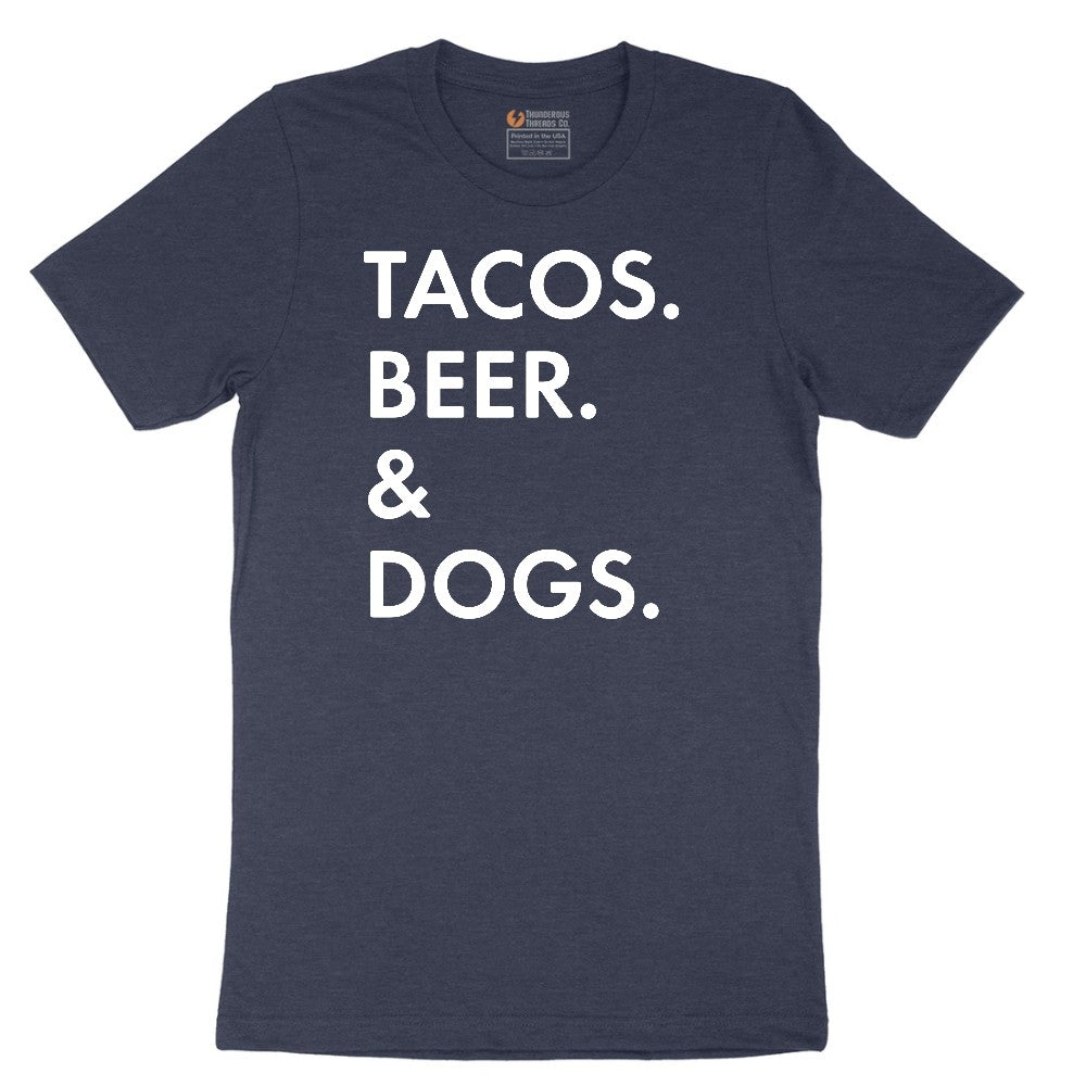 Tacos Beer Dogs Short Sleeve Tee - Heather Navy