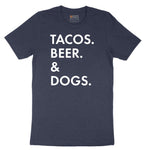 Tacos Beer Dogs Short Sleeve Tee - Heather Navy