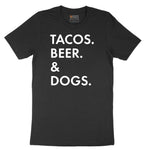 Tacos Beer Dogs Short Sleeve Tee - Jet Black