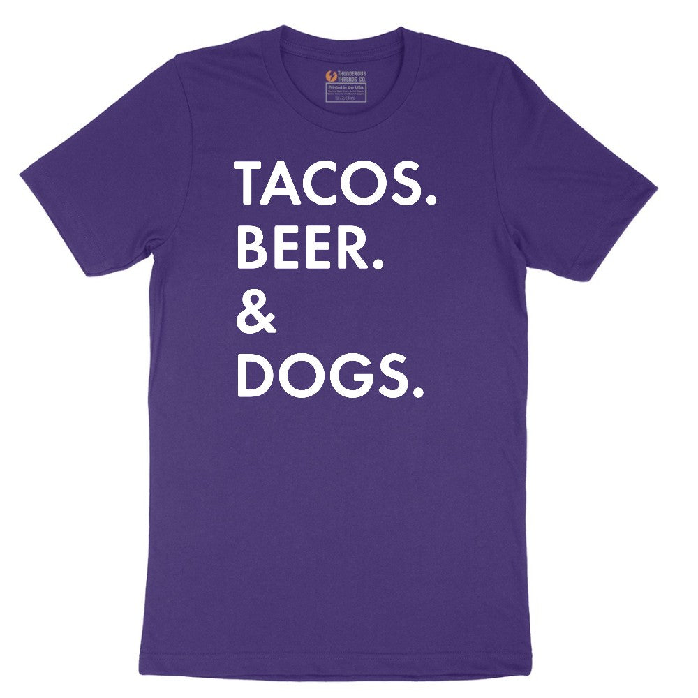 Tacos Beer Dogs Short Sleeve Tee - Team Purple