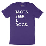 Tacos Beer Dogs Short Sleeve Tee - Team Purple