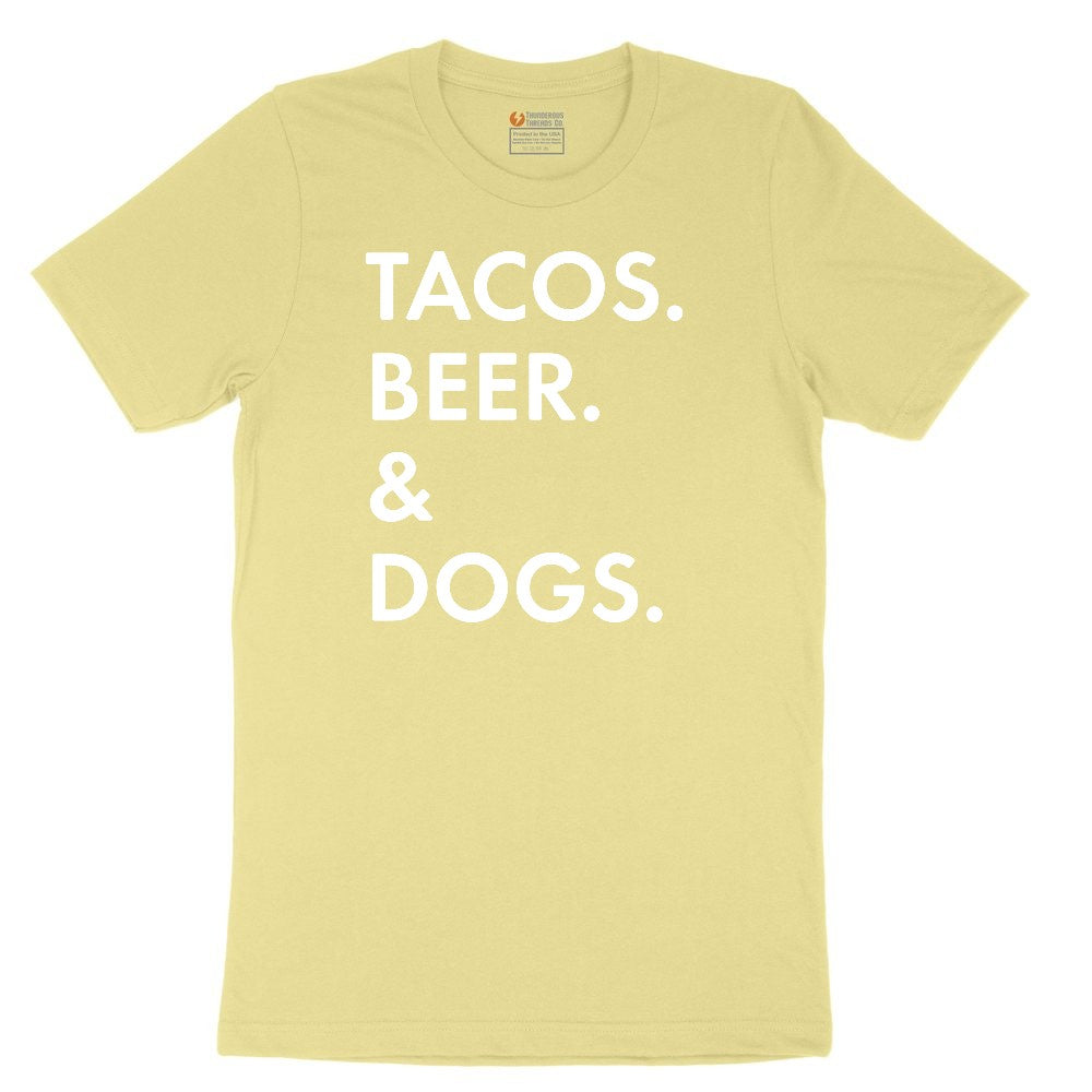 Tacos Beer Dogs Toddler Short Sleeve Tee - Yellow