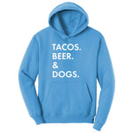 Tacos Beer Dogs Youth Hoodie - Aquatic Blue