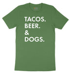 Tacos Beer Dogs Youth Short Sleeve Tee - Athletic Kelly