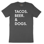 Tacos Beer Dogs Youth Short Sleeve Tee - Dark Heather Grey