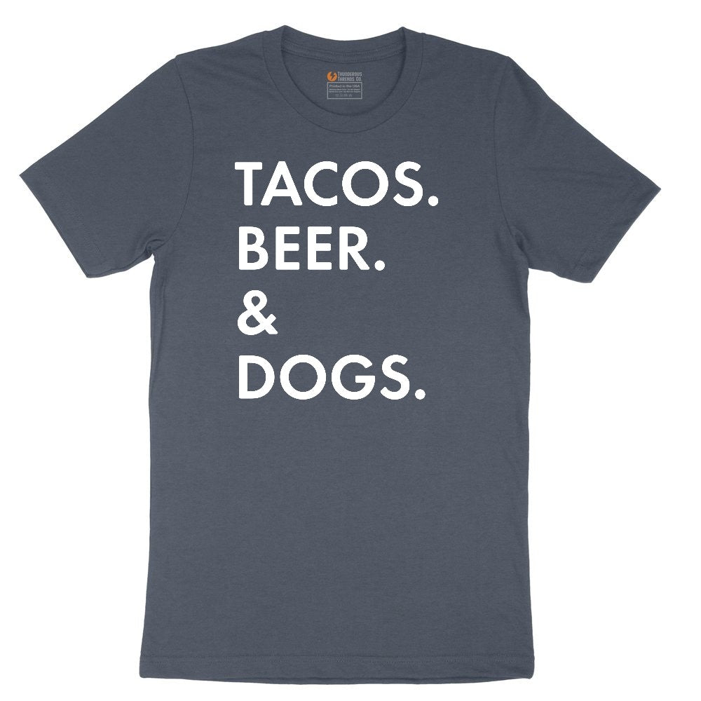 Tacos Beer Dogs Youth Short Sleeve Tee - Heather Navy