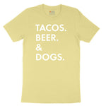 Tacos Beer Dogs Youth Short Sleeve Tee - Yellow