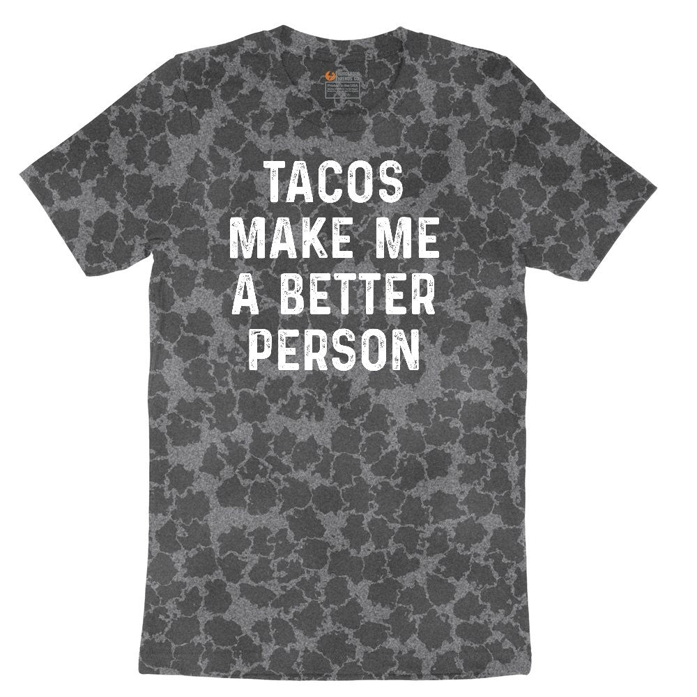 Tacos Make Me a Better Person Ladies Short Sleeve Tee - Black Leopard