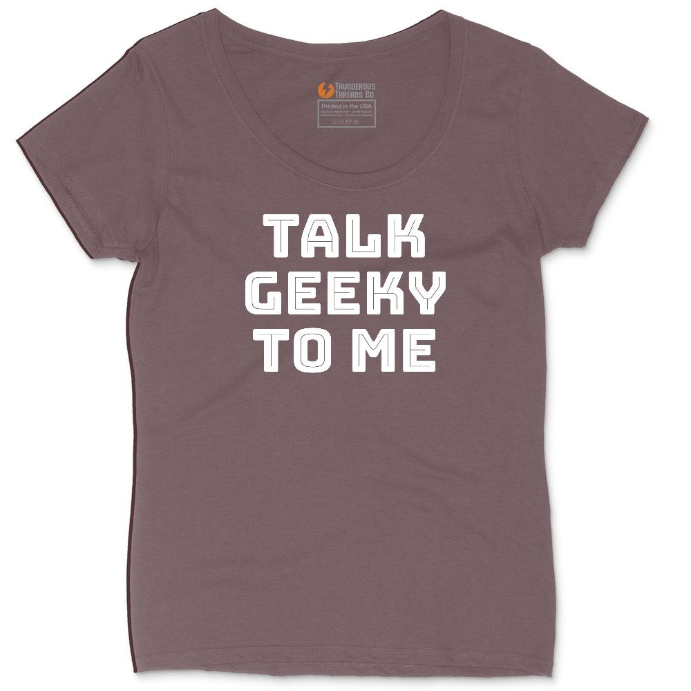 Talk Geeky to Me Ladies Curvy Tee - Sangria Blackout