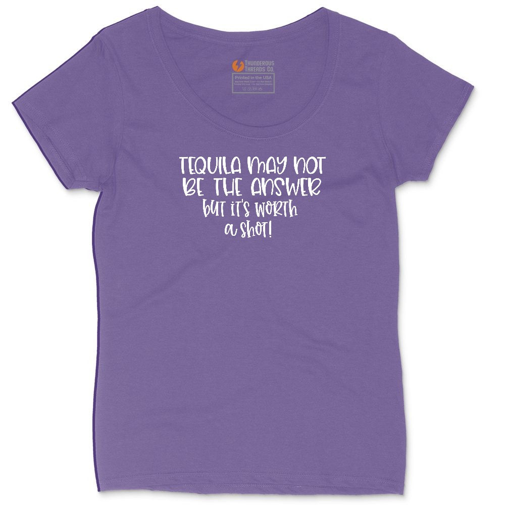Tequila May Not be the Answer but Its Worth a Shot Ladies Curvy Tee - Vintage Purple