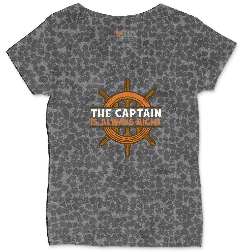 The Captain is Always Right Ladies Curvy Tee - Black Leopard