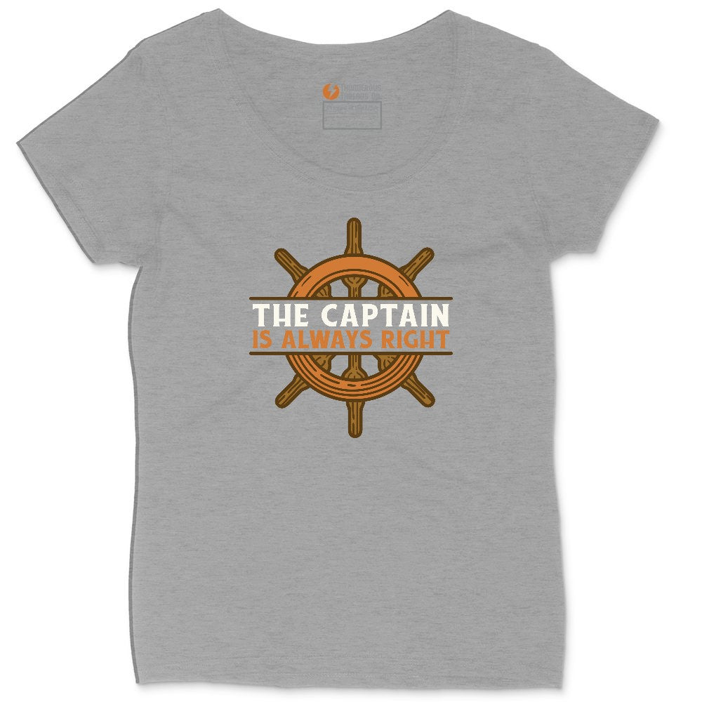The Captain is Always Right Ladies Curvy Tee - Granite Heather