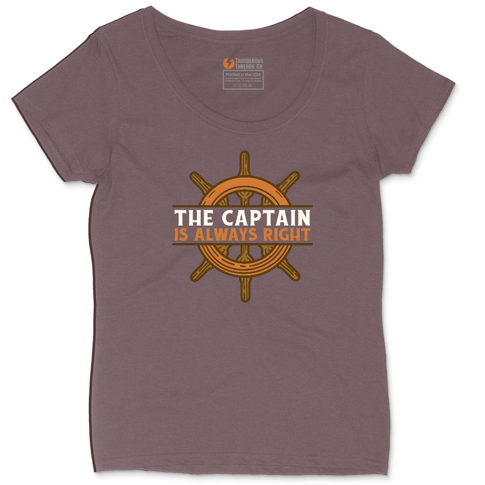 The Captain is Always Right Ladies Curvy Tee - Sangria Blackout