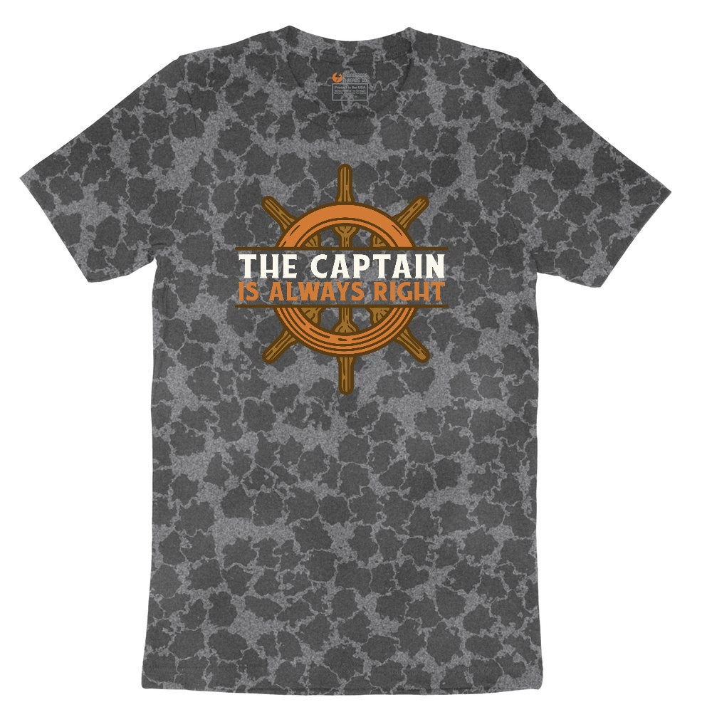 The Captain is Always Right Ladies Short Sleeve Tee - Black Leopard