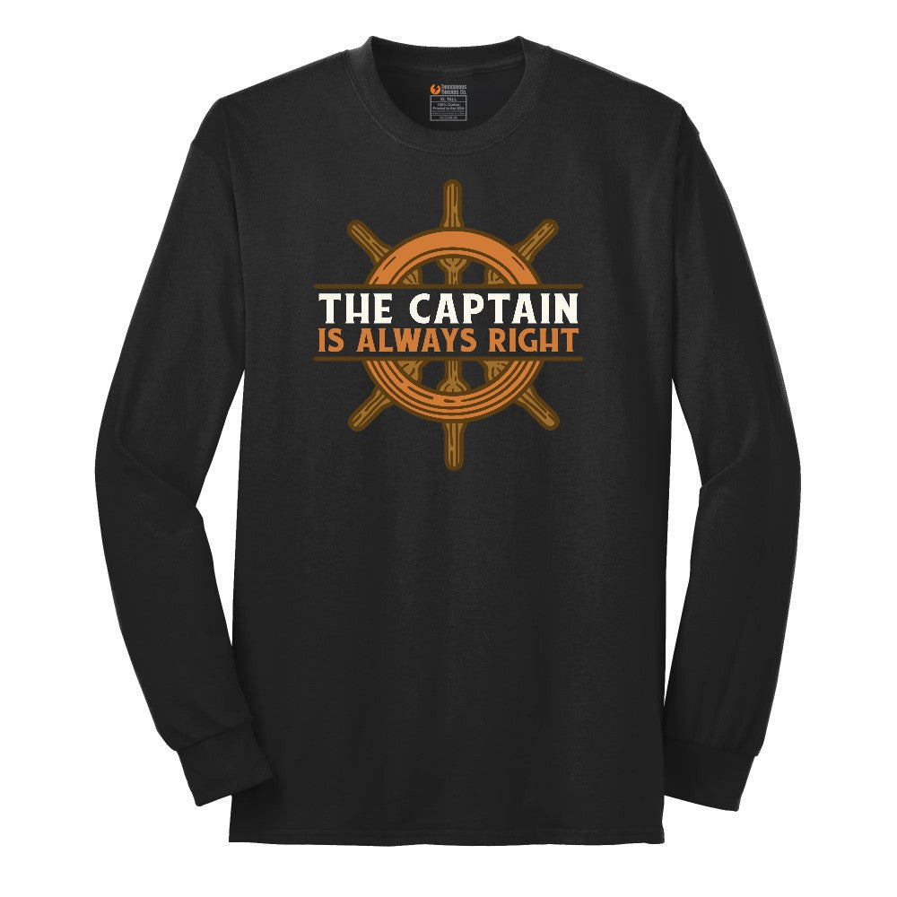 The Captain is Always Right Long Sleeve Tee - Jet Black