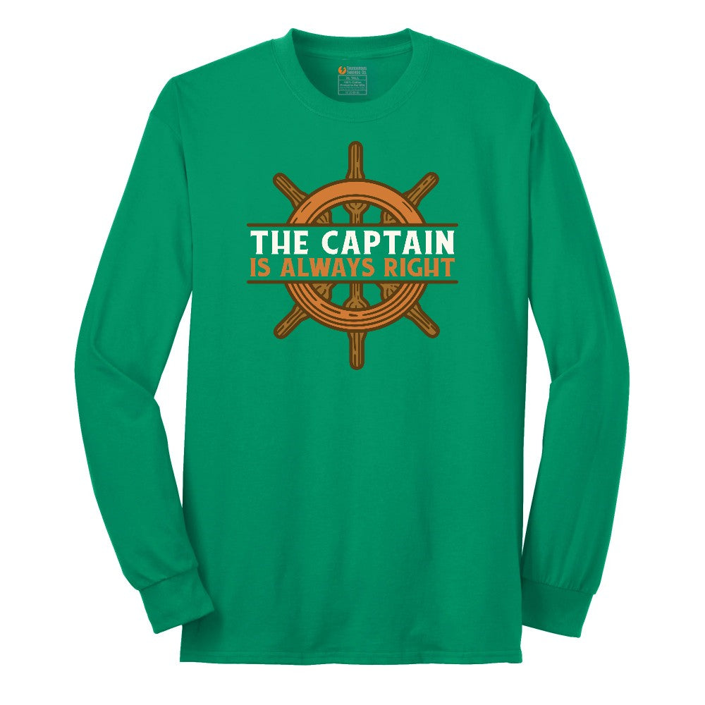 The Captain is Always Right Long Sleeve Tee - Kelly Green