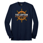 The Captain is Always Right Long Sleeve Tee - Navy