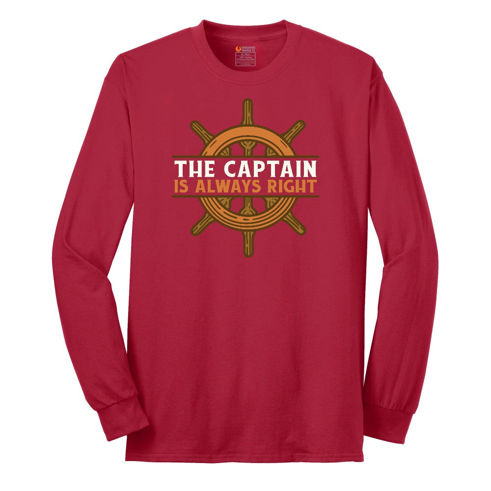 The Captain is Always Right Long Sleeve Tee - Red