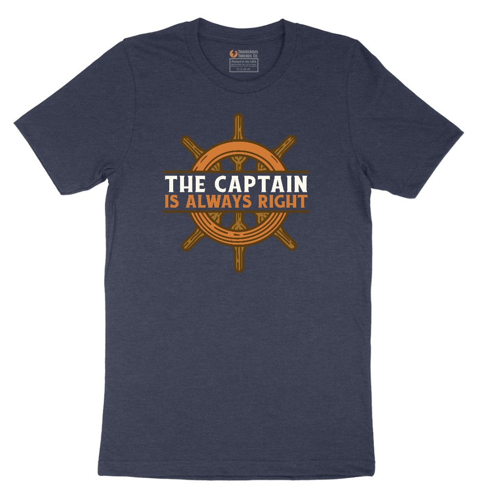 The Captain is Always Right Short Sleeve Tee - Heather Navy