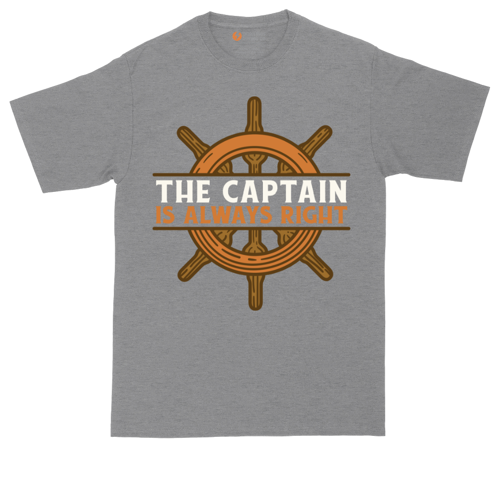 The Captain is Always Right tall t-shirt for men in Athletic Heather