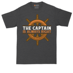 The Captain is Always Right tall t-shirt for men in Dark Heather Grey