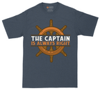 The Captain is Always Right tall t-shirt for men in Heather Navy
