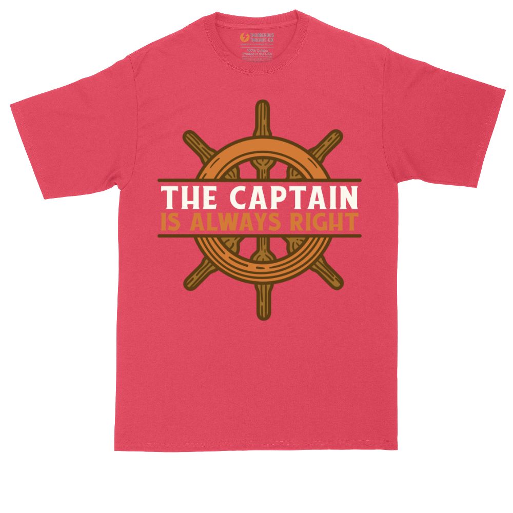 The Captain is Always Right tall t-shirt for men in Heather Red