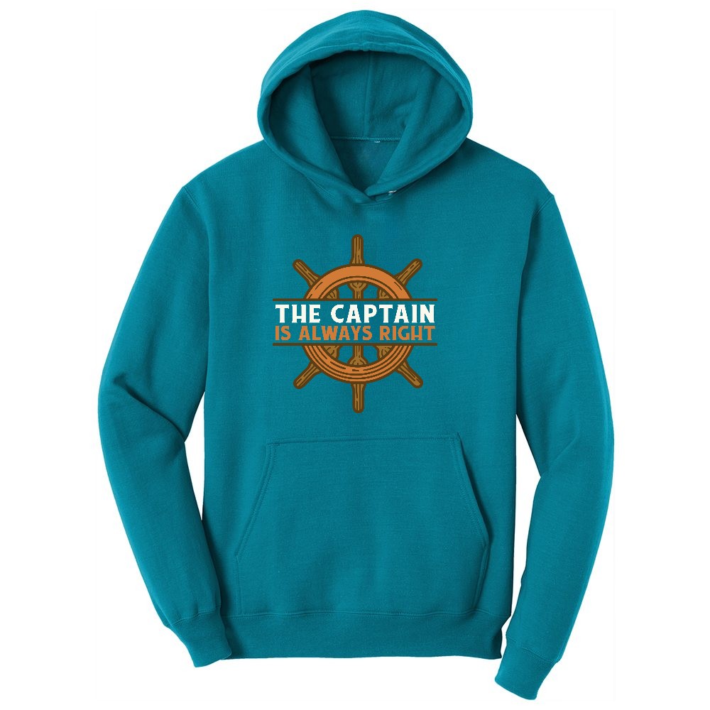 The Captain is Always Right Youth Hoodie - Teal