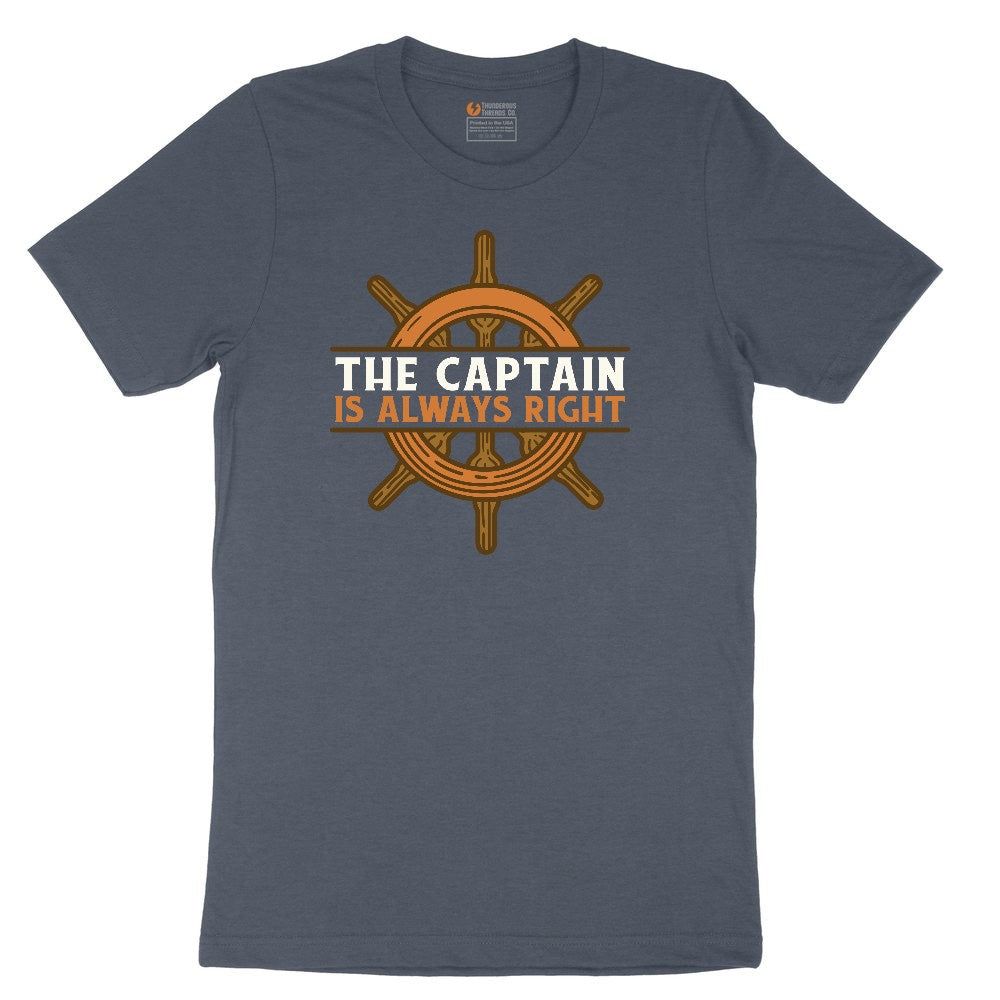 The Captain is Always Right Youth Short Sleeve Tee - Heather Navy
