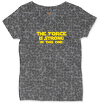 The Force is Strong in This One Ladies Curvy Tee - Black Leopard