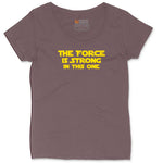 The Force is Strong in This One Ladies Curvy Tee - Sangria Blackout