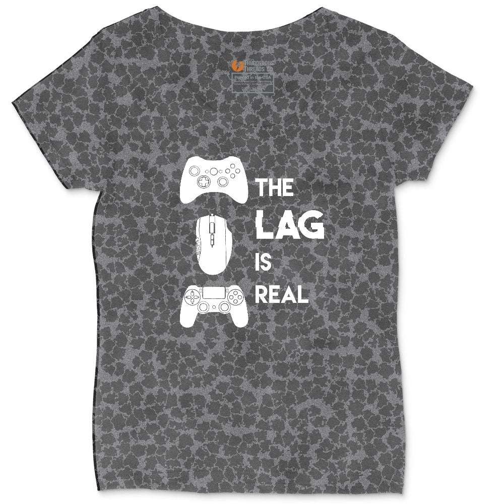 The Lag is Real - Mens & Ladies T-Shirt Ladies Curvy Tee - Black Leopard