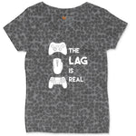 The Lag is Real - Mens & Ladies T-Shirt Ladies Curvy Tee - Black Leopard
