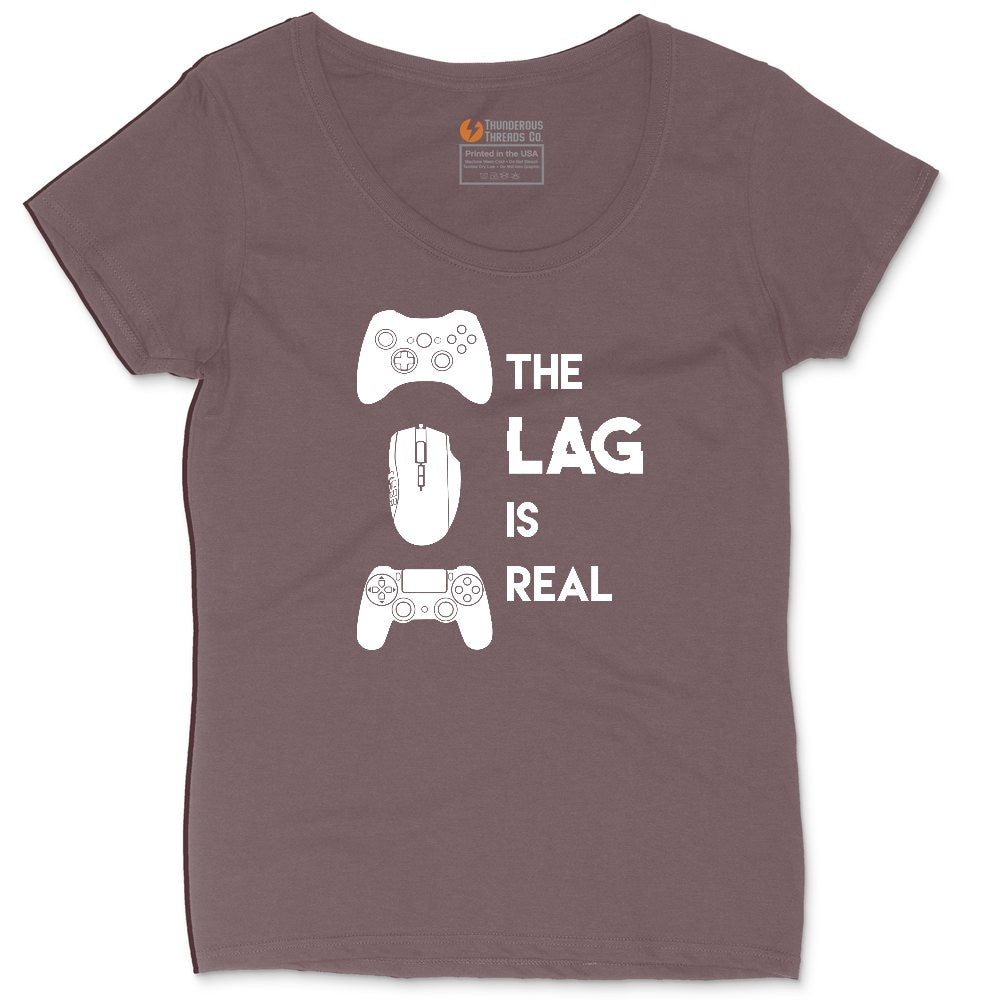 The Lag is Real - Mens & Ladies T-Shirt Ladies Curvy Tee - Sangria Blackout