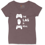 The Lag is Real - Mens & Ladies T-Shirt Ladies Curvy Tee - Sangria Blackout