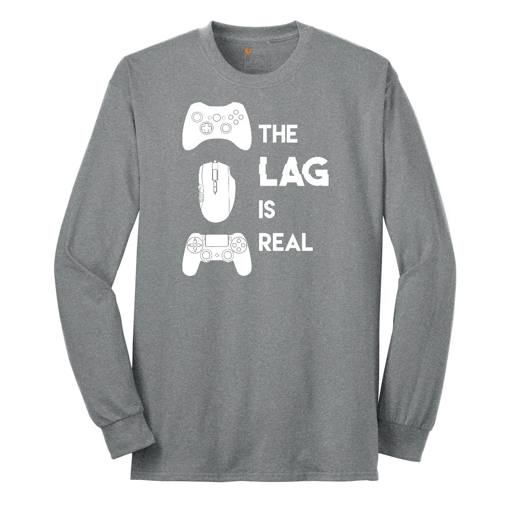 The Lag is Real - Mens & Ladies T-Shirt Long Sleeve Tee - Athletic Grey