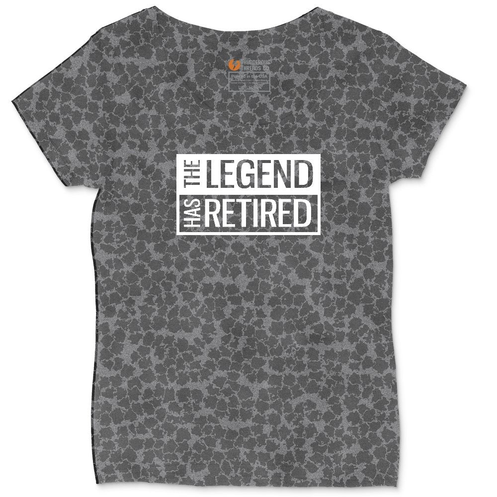 The Legend Has Retired Square Version Ladies Curvy Tee - Black Leopard