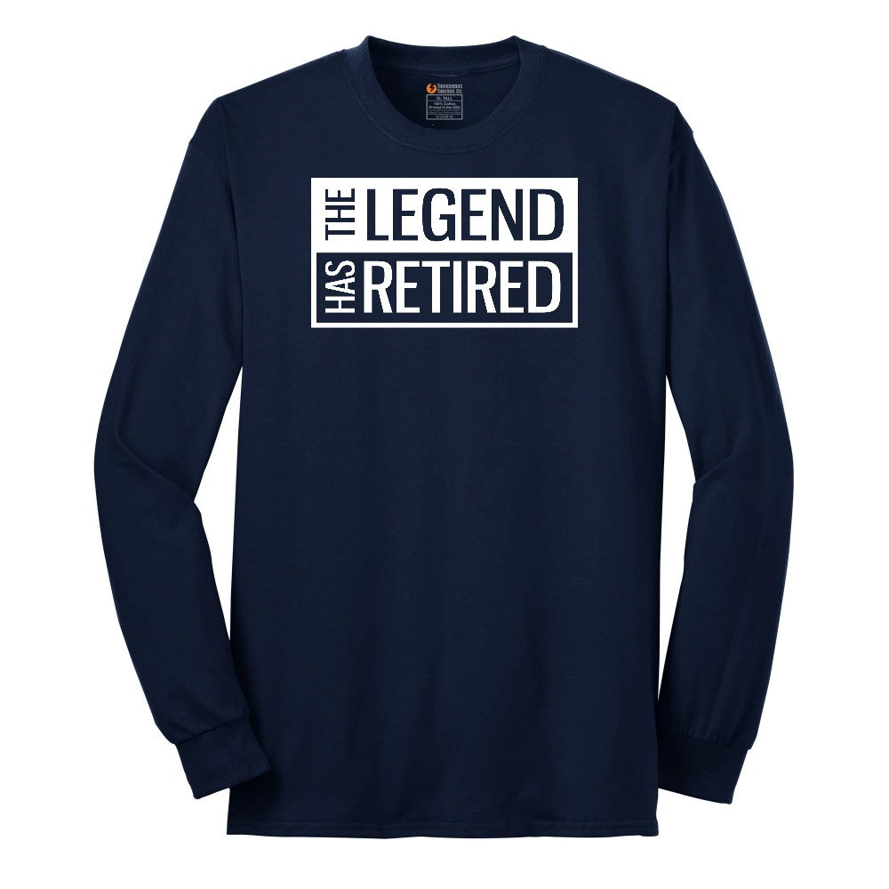 The Legend Has Retired Square Version Long Sleeve Tee - Navy