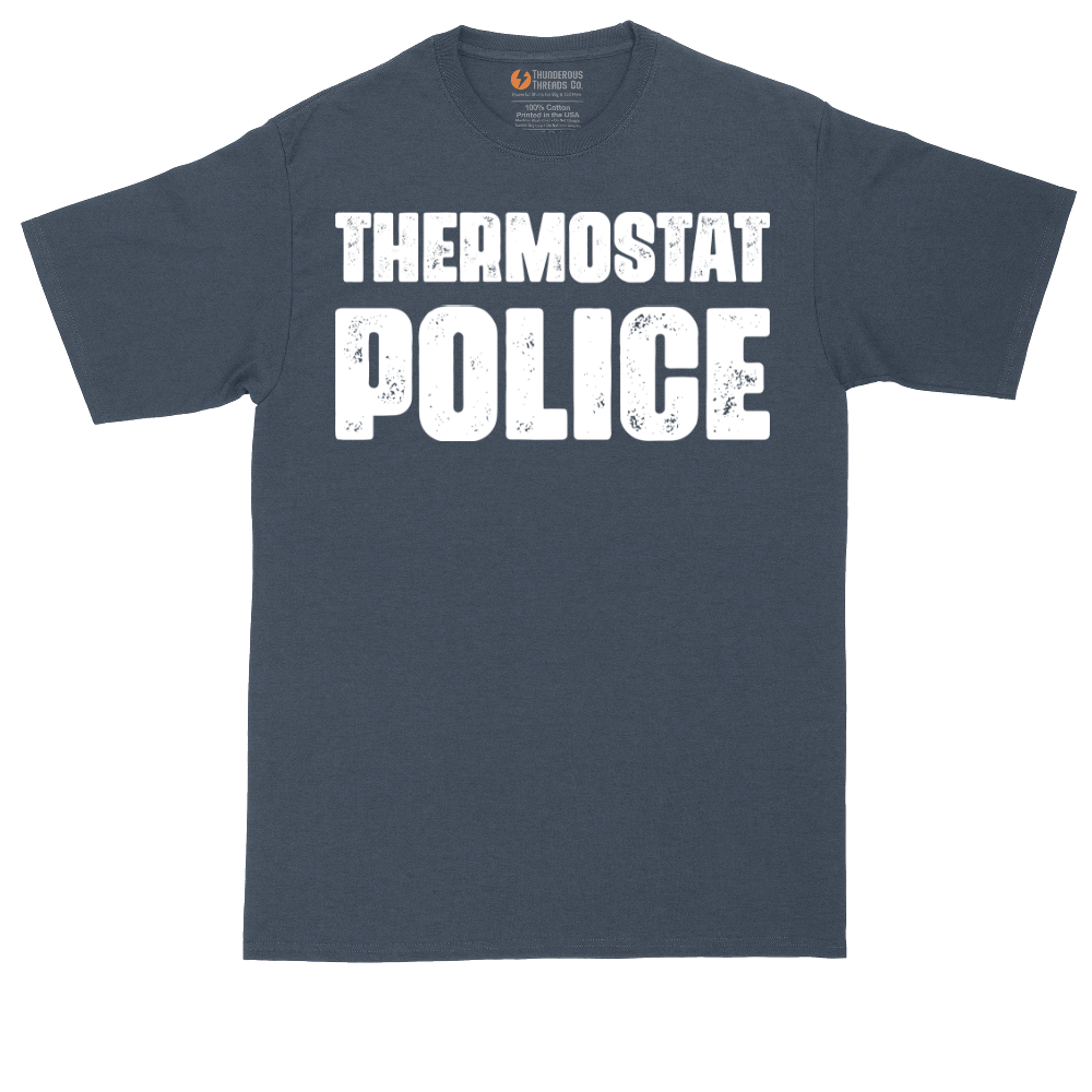 Thermostat Police tall t-shirt for men in Heather Navy