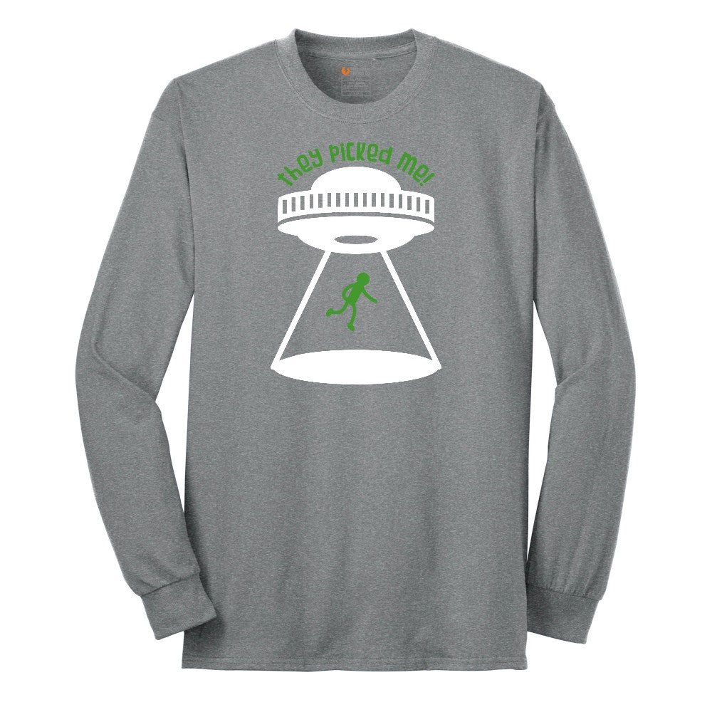 They Picked Me Long Sleeve Tee - Athletic Grey