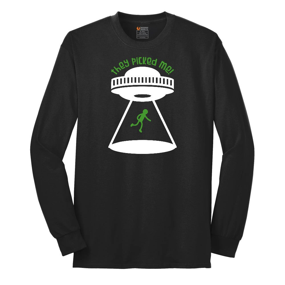 They Picked Me Long Sleeve Tee - Jet Black