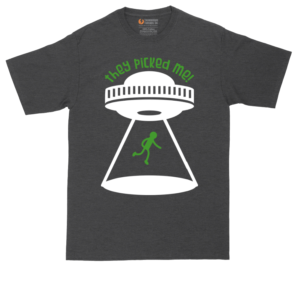 They Picked Me tall t-shirt for men in Dark Heather Grey