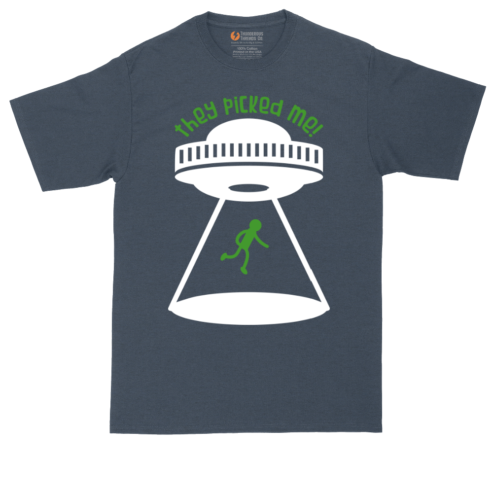 They Picked Me tall t-shirt for men in Heather Navy