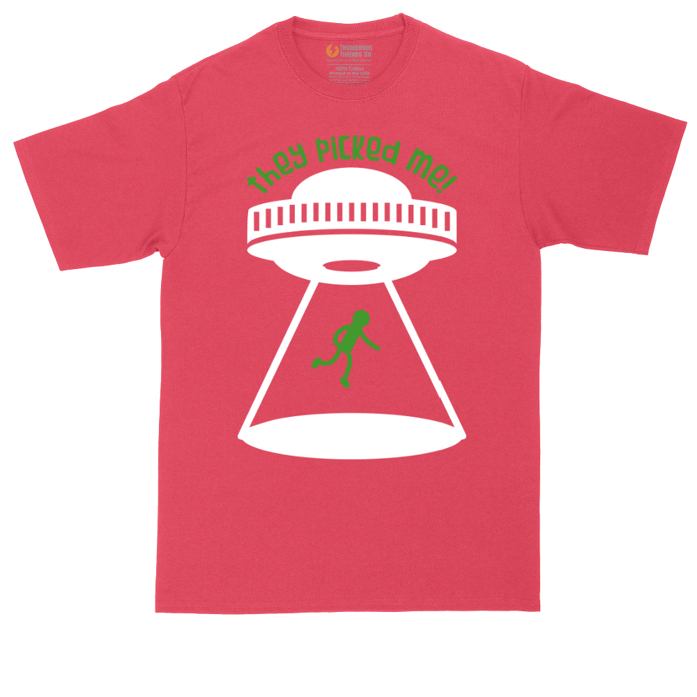 They Picked Me tall t-shirt for men in Heather Red