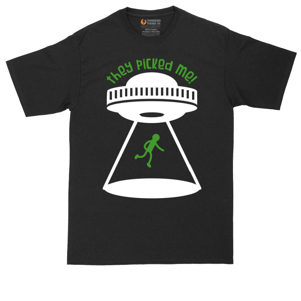 They Picked Me tall t-shirt for men in Jet Black