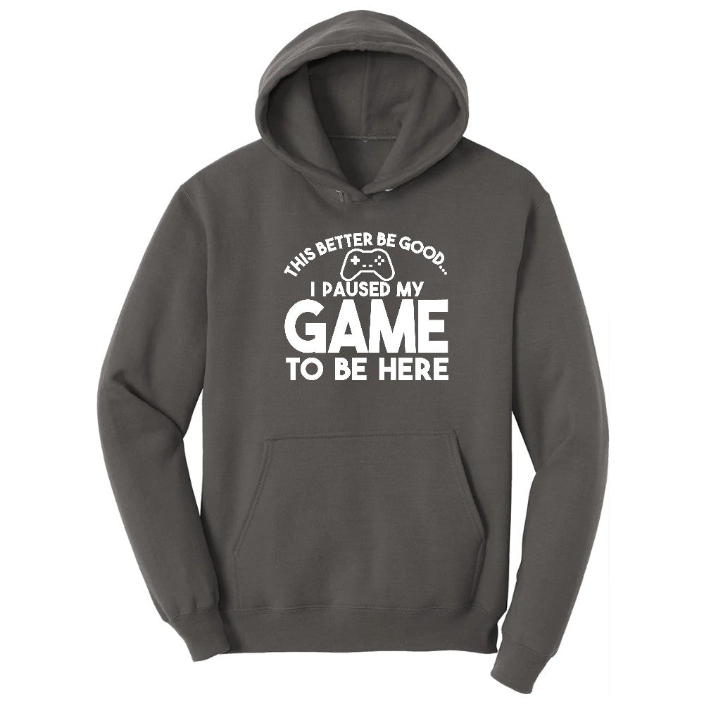 This Better Be Good I Paused My Game to Be Here - Mens & Ladies T-Shirt Hoodie - Charcoal