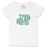 This Hooligan Needs a Beer Ladies Curvy Tee - White