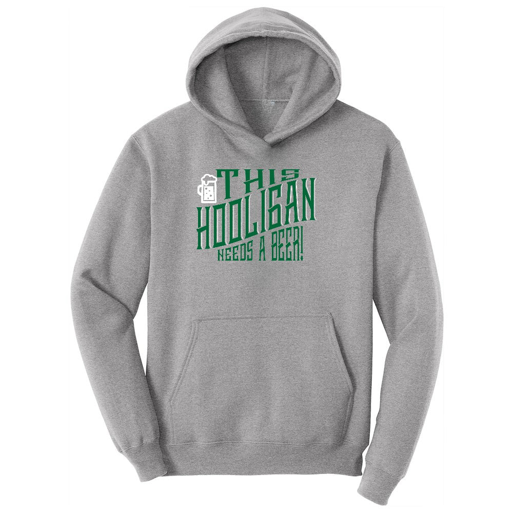 This Hooligan Needs a Beer Ladies Hoodie - Athletic Heather