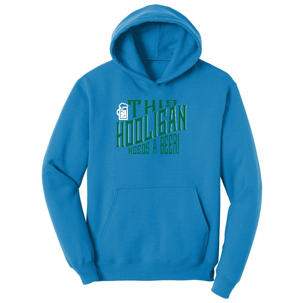This Hooligan Needs a Beer Ladies Hoodie - Sapphire