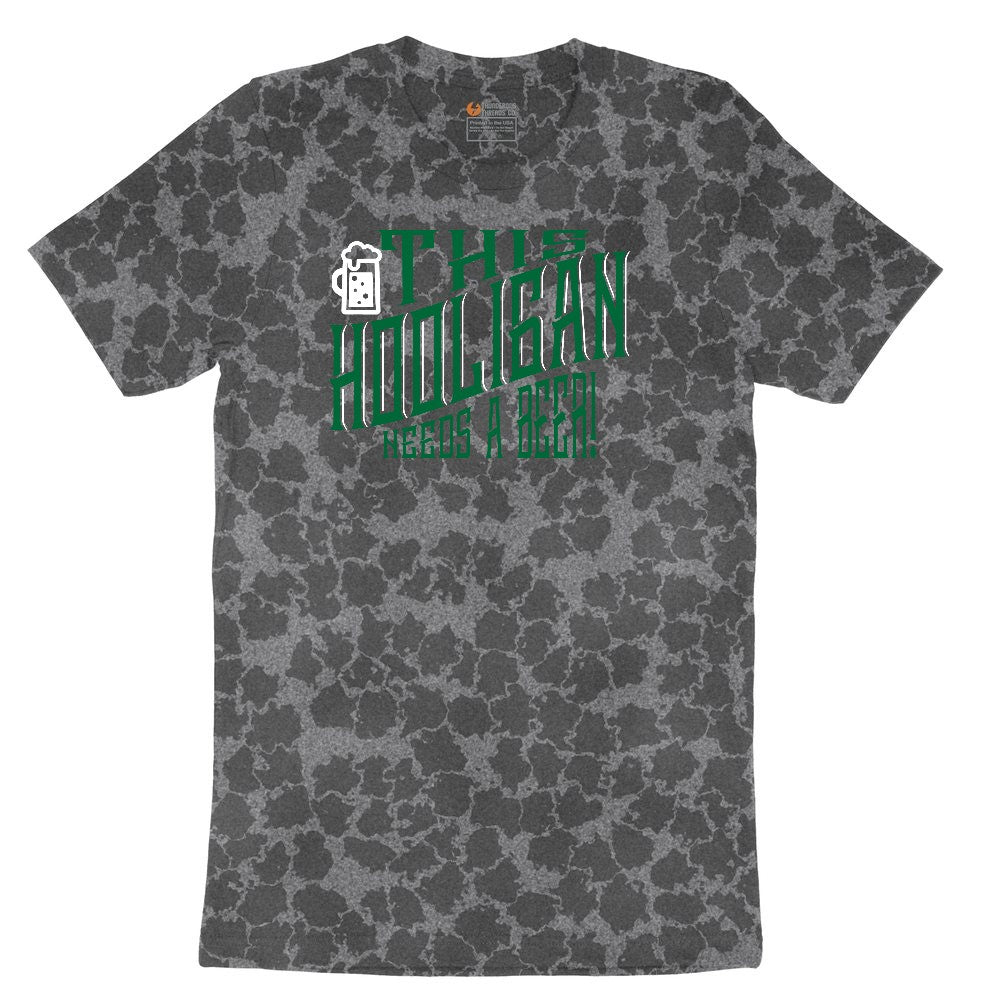 This Hooligan Needs a Beer Ladies Short Sleeve Tee - Black Leopard